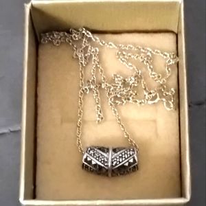 Vintage Sterling Silver Marcasite Purse Pendant and Chain